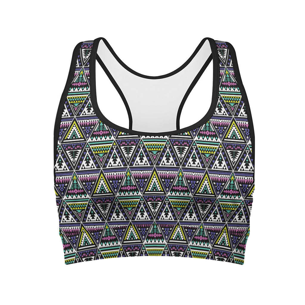Colorful Geometric Native Navajo Print Women's Sports Bra