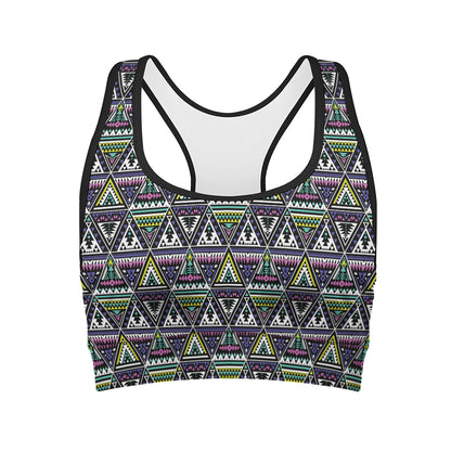 Colorful Geometric Native Navajo Print Women's Sports Bra