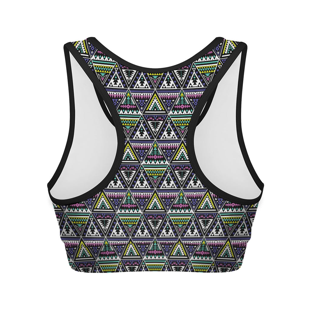 Colorful Geometric Native Navajo Print Women's Sports Bra