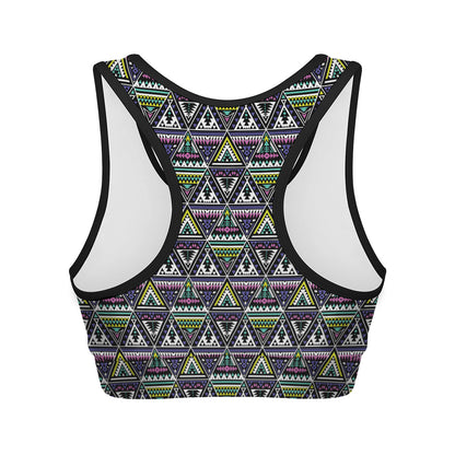 Colorful Geometric Native Navajo Print Women's Sports Bra