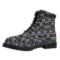 Colorful Geometric Native Navajo Print Padded Collar Lace Up Boots
