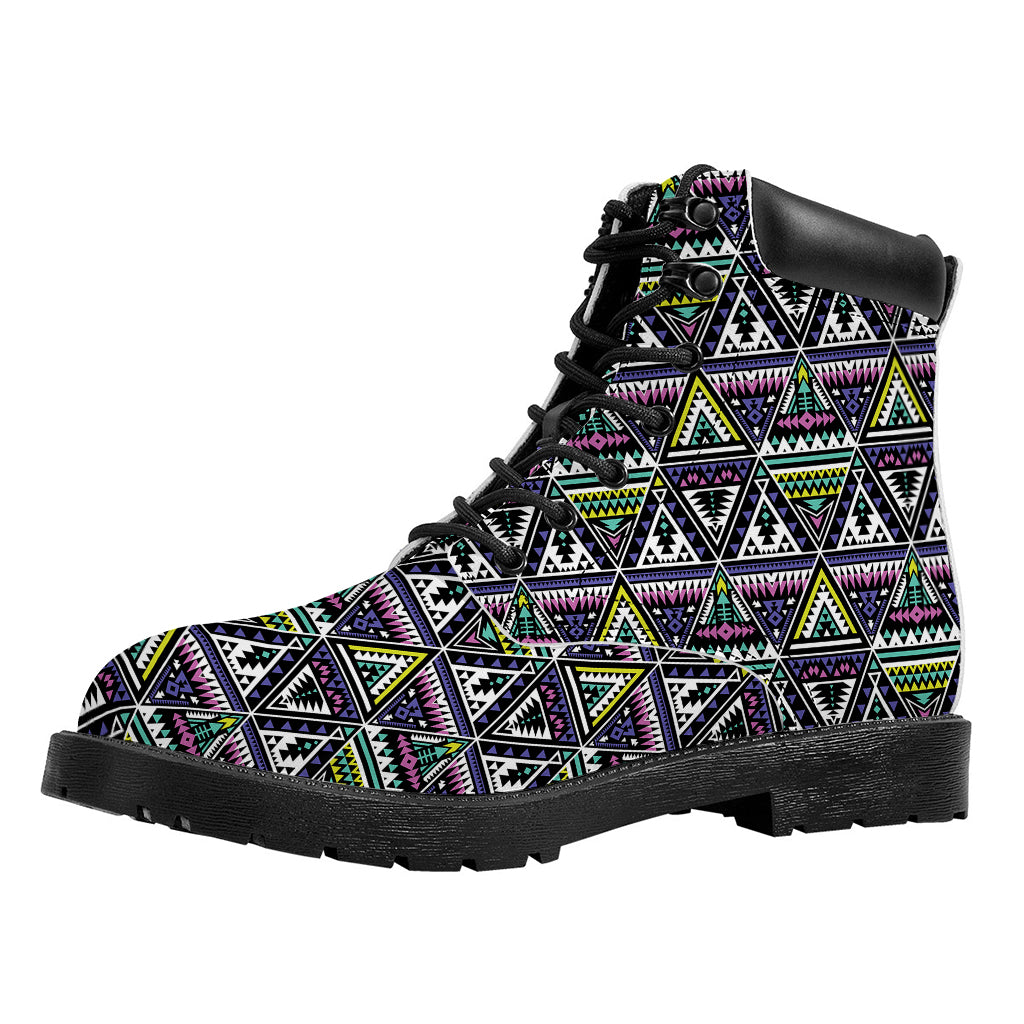 Colorful Geometric Native Navajo Print Work Boots