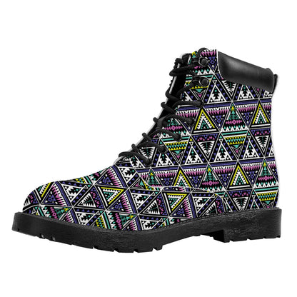 Colorful Geometric Native Navajo Print Work Boots