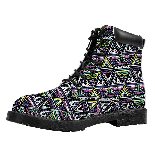 Colorful Geometric Native Navajo Print Work Boots