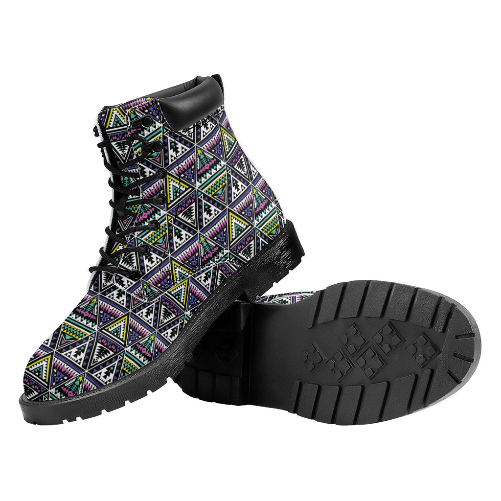 Colorful Geometric Native Navajo Print Work Boots