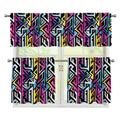 Colorful Geometric Tribal Pattern Print 3 Piece Kitchen Curtains
