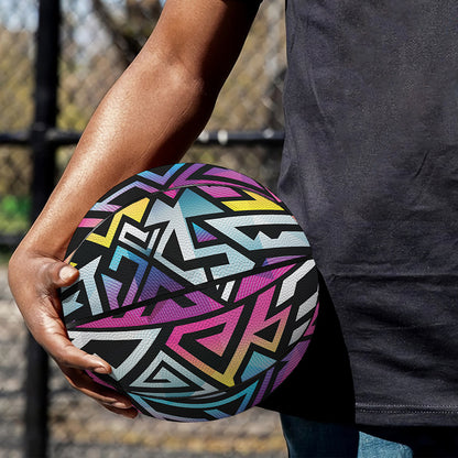 Colorful Geometric Tribal Pattern Print Basketball