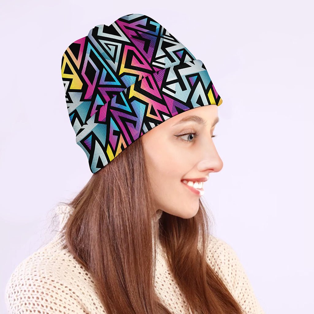 Colorful Geometric Tribal Pattern Print Beanie
