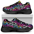 Colorful Geometric Tribal Pattern Print Black Chunky Shoes