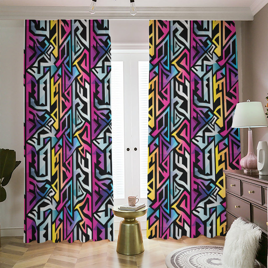 Colorful Geometric Tribal Pattern Print Blackout Pencil Pleat Curtains