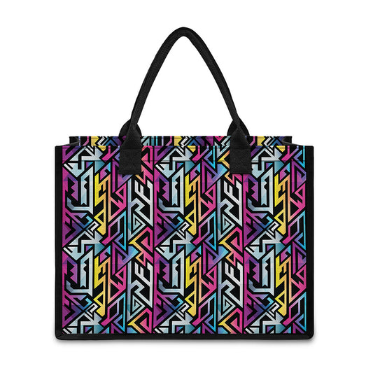 Colorful Geometric Tribal Pattern Print Canvas Tote Bag