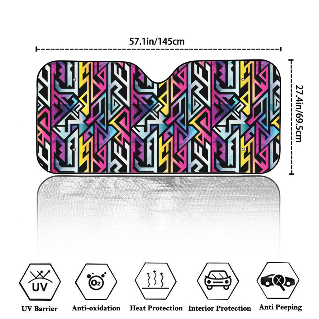 Colorful Geometric Tribal Pattern Print Car Windshield Sun Shade