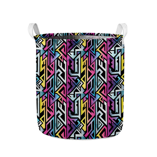 Colorful Geometric Tribal Pattern Print Collapsible Laundry Basket