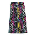 Colorful Geometric Tribal Pattern Print Cotton Front Slit Maxi Skirt