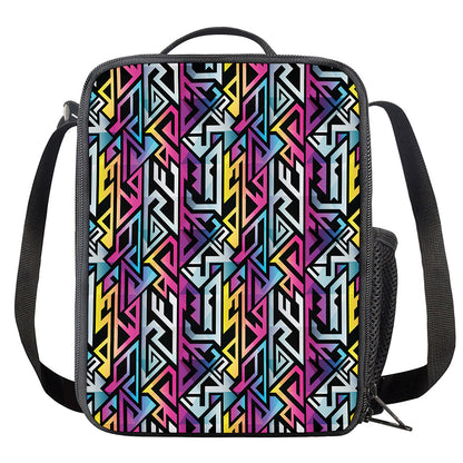 Colorful Geometric Tribal Pattern Print Crossbody Lunch Bag