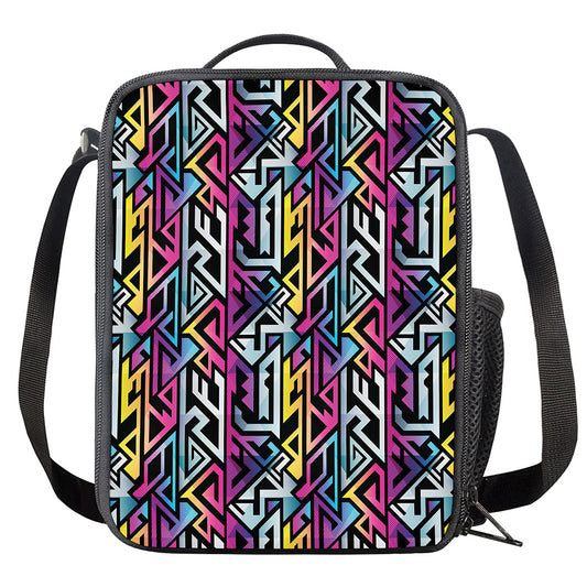 Colorful Geometric Tribal Pattern Print Crossbody Lunch Bag