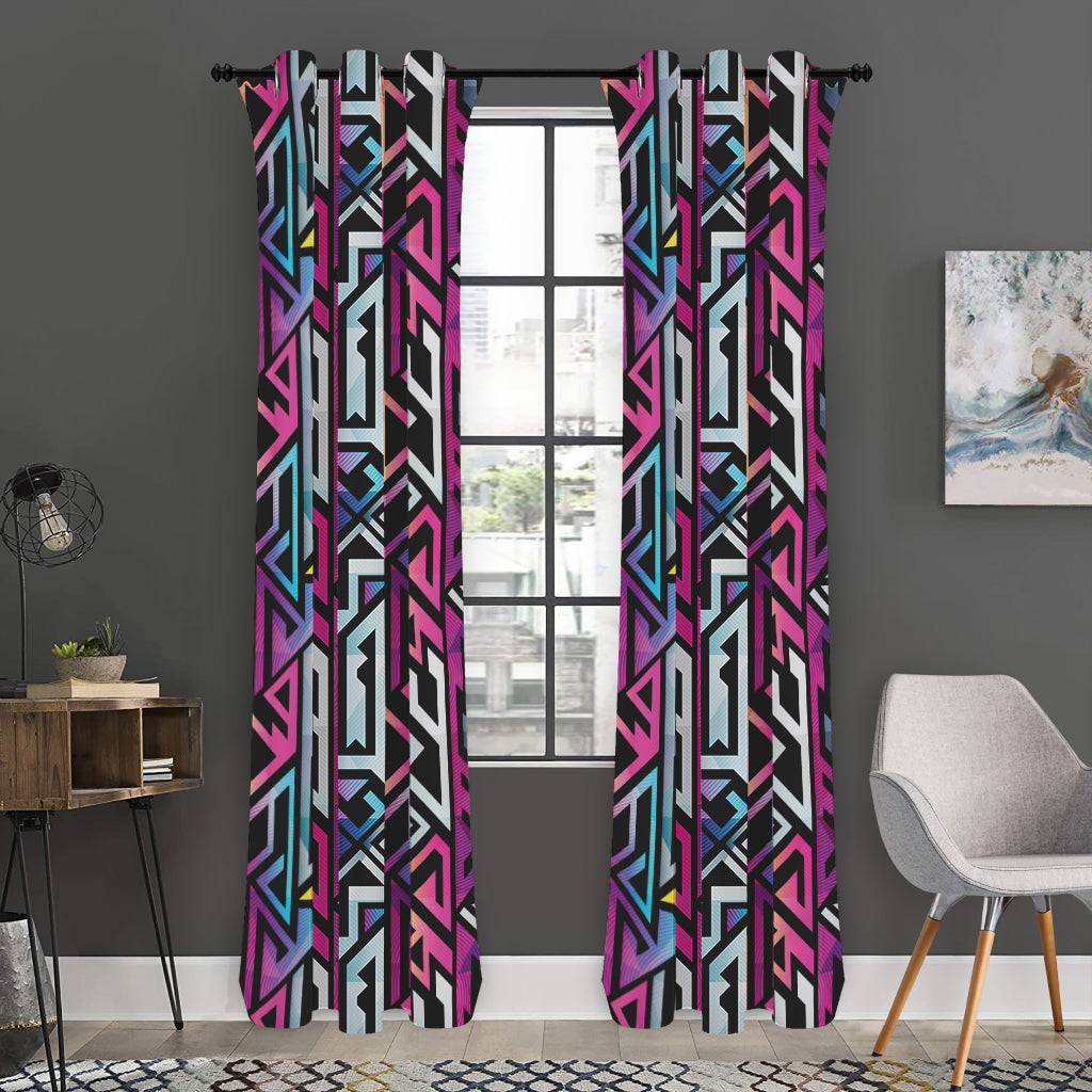 Colorful Geometric Tribal Pattern Print Curtain