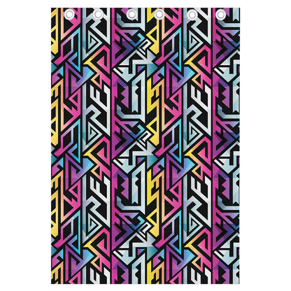 Colorful Geometric Tribal Pattern Print Curtain