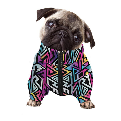 Colorful Geometric Tribal Pattern Print Dog Zip Up Jacket