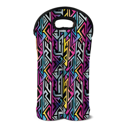 Colorful Geometric Tribal Pattern Print Double Neoprene Wine Tote
