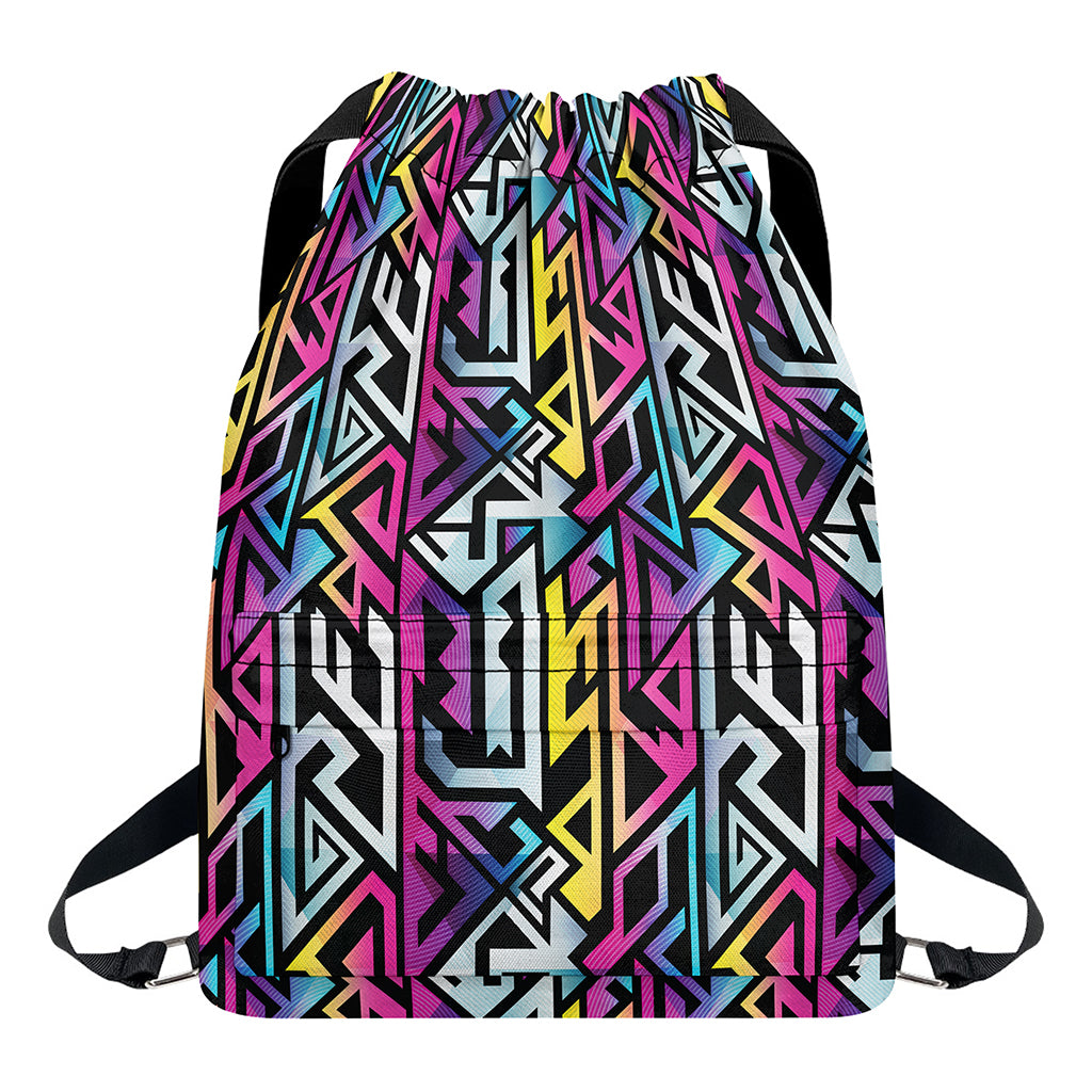 Colorful Geometric Tribal Pattern Print Drawstring Backpack