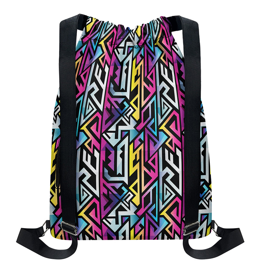 Colorful Geometric Tribal Pattern Print Drawstring Backpack