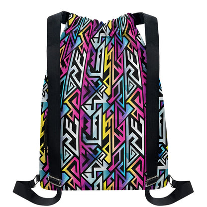 Colorful Geometric Tribal Pattern Print Drawstring Backpack