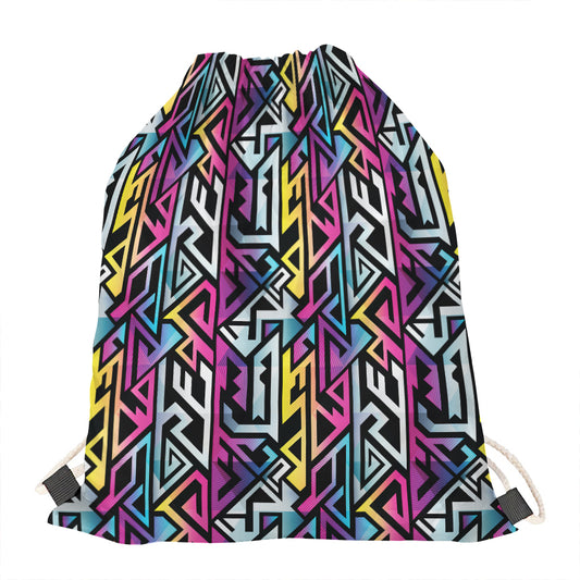 Colorful Geometric Tribal Pattern Print Drawstring Bag