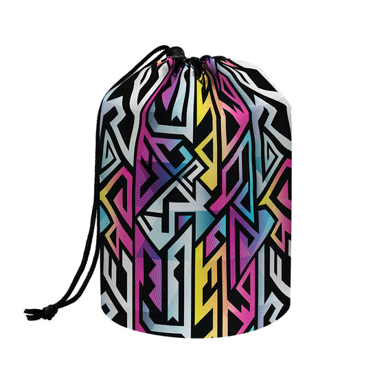 Colorful Geometric Tribal Pattern Print Drawstring Makeup Bag