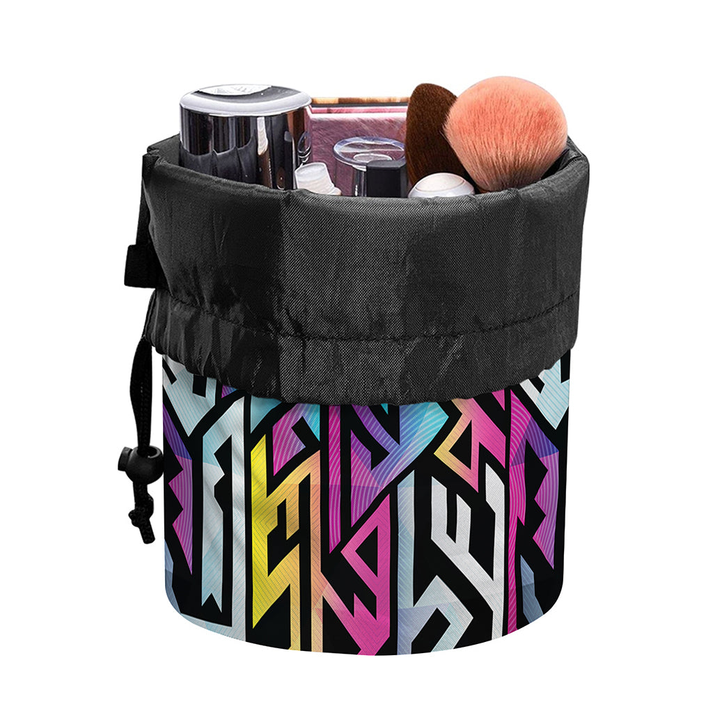 Colorful Geometric Tribal Pattern Print Drawstring Makeup Bag