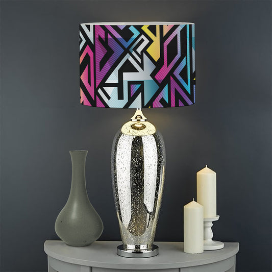Colorful Geometric Tribal Pattern Print Drum Lamp Shade