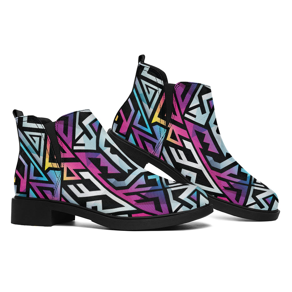 Colorful Geometric Tribal Pattern Print Flat Ankle Boots