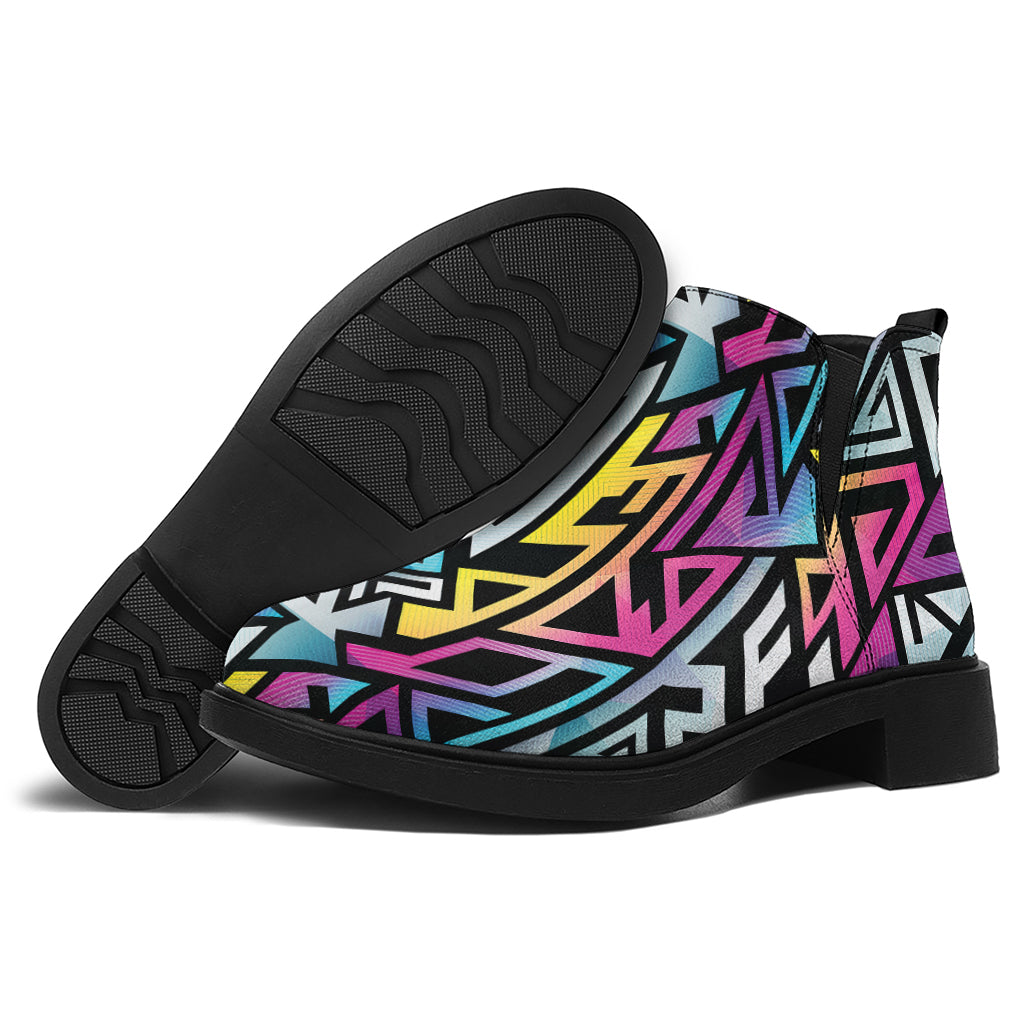 Colorful Geometric Tribal Pattern Print Flat Ankle Boots