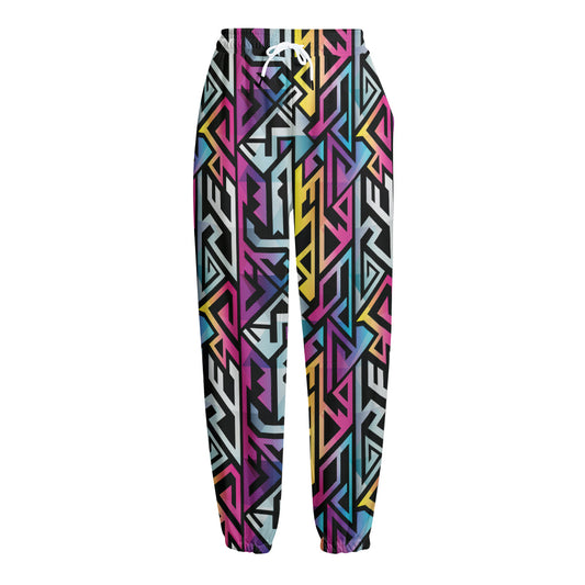 Colorful Geometric Tribal Pattern Print Fleece Lined Knit Pants