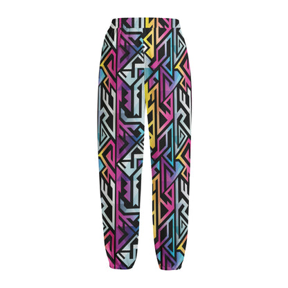 Colorful Geometric Tribal Pattern Print Fleece Lined Knit Pants