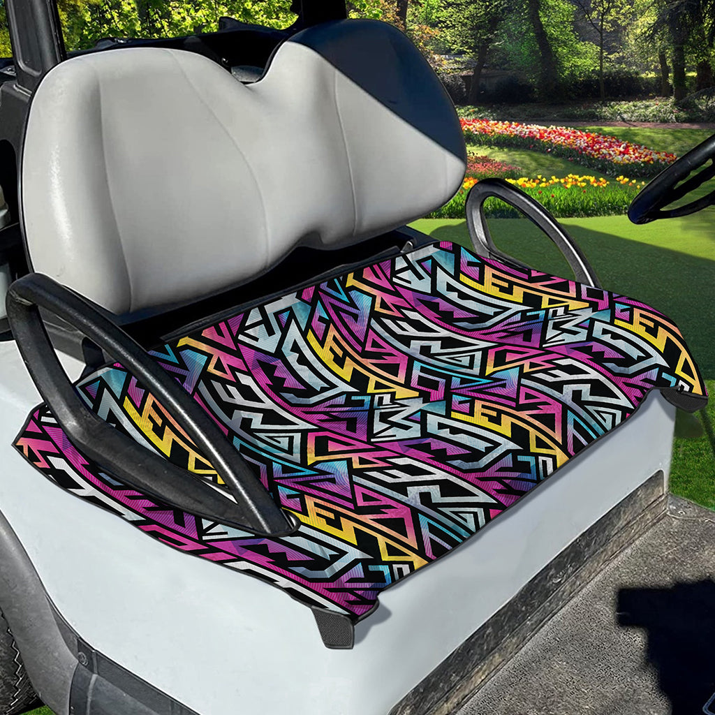 Colorful Geometric Tribal Pattern Print Golf Cart Seat Cover