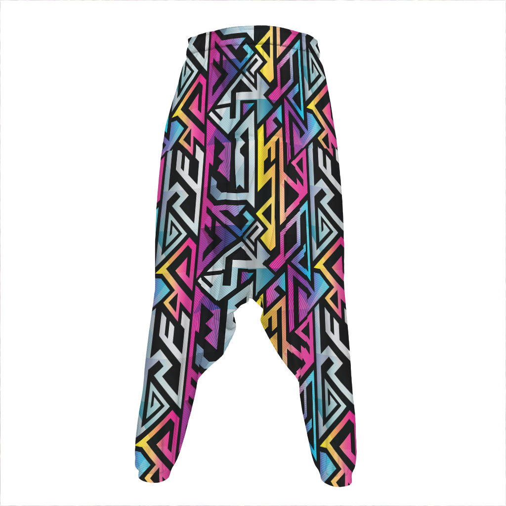 Colorful Geometric Tribal Pattern Print Hammer Pants