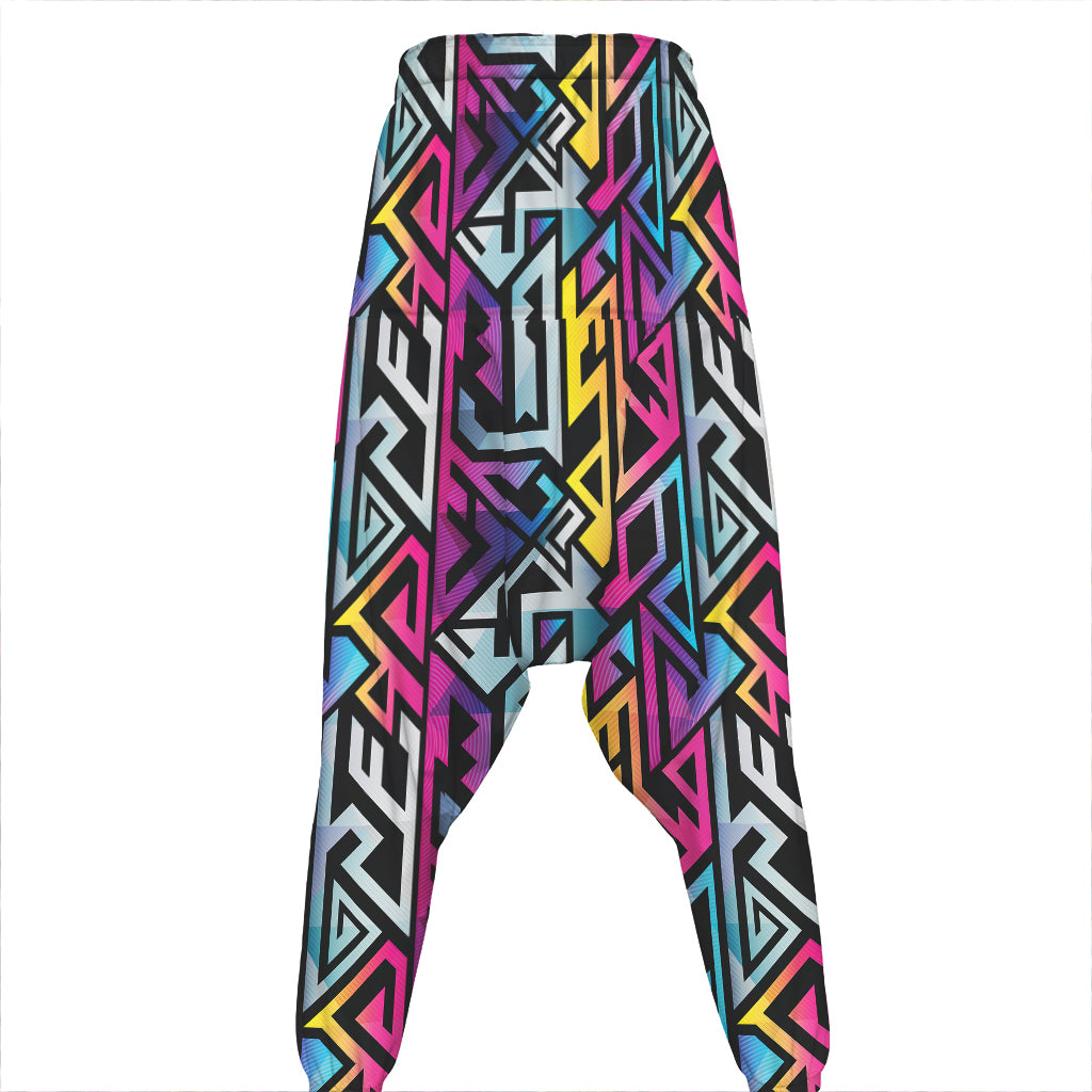 Colorful Geometric Tribal Pattern Print Hammer Pants