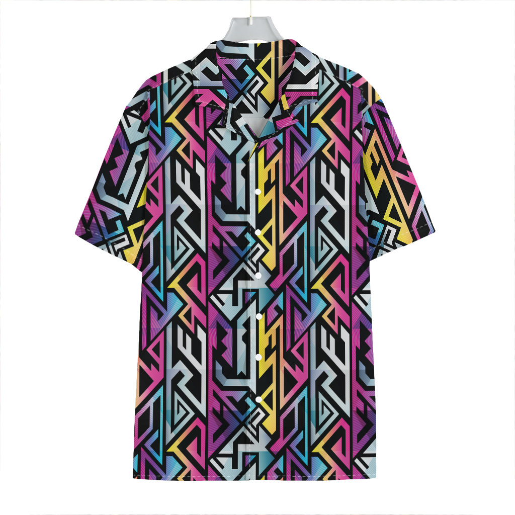 Colorful Geometric Tribal Pattern Print Hawaiian Shirt
