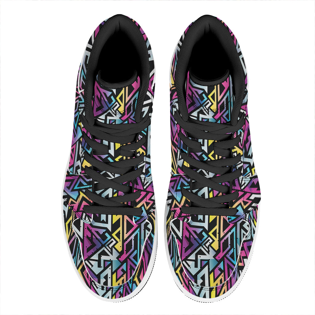 Colorful Geometric Tribal Pattern Print High Top Leather Sneakers
