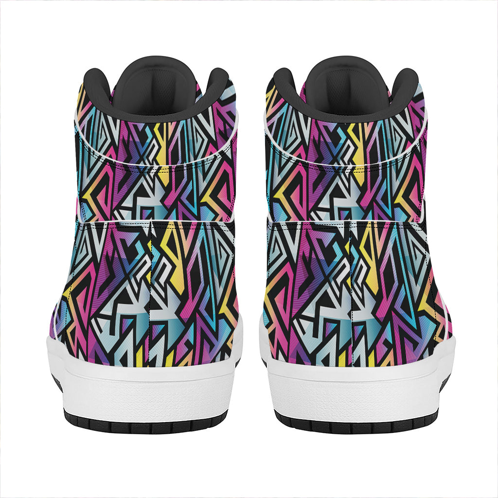 Colorful Geometric Tribal Pattern Print High Top Leather Sneakers