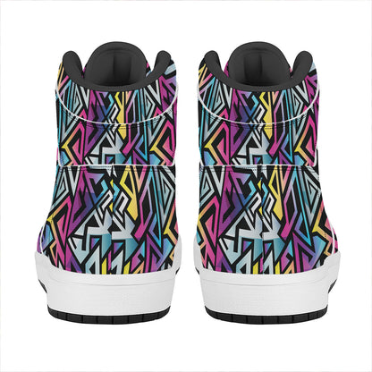 Colorful Geometric Tribal Pattern Print High Top Leather Sneakers