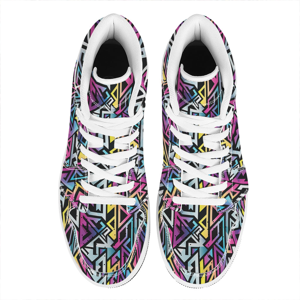 Colorful Geometric Tribal Pattern Print High Top Leather Sneakers