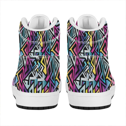 Colorful Geometric Tribal Pattern Print High Top Leather Sneakers