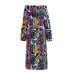 Colorful Geometric Tribal Pattern Print Hooded Bathrobe