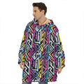 Colorful Geometric Tribal Pattern Print Hoodie Blanket