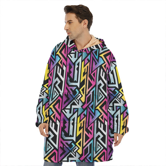 Colorful Geometric Tribal Pattern Print Hoodie Blanket