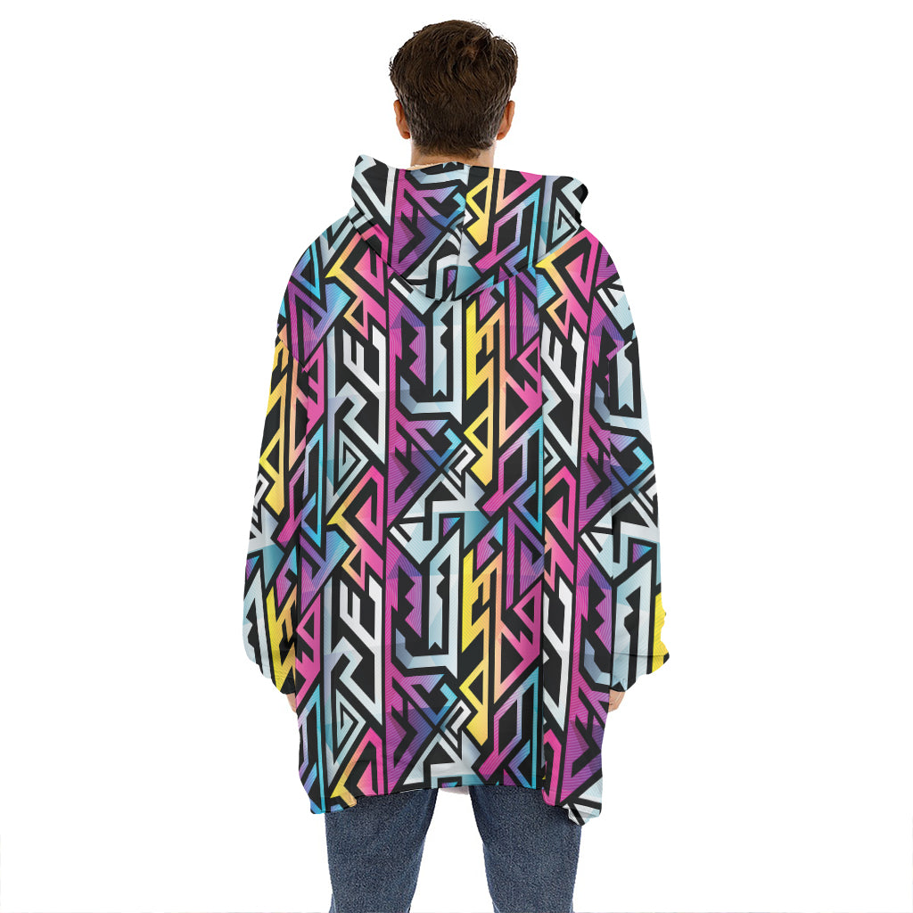 Colorful Geometric Tribal Pattern Print Hoodie Blanket