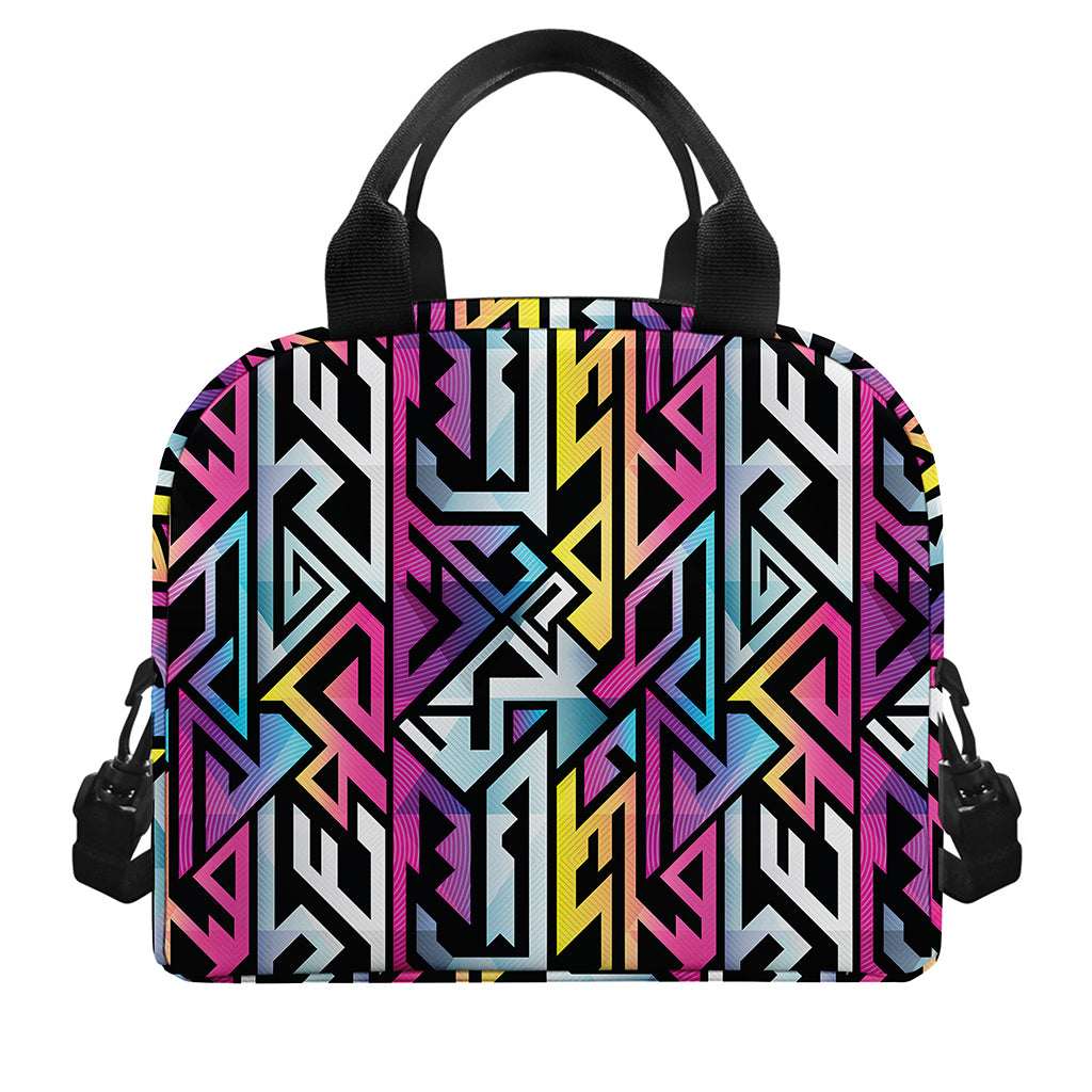 Colorful Geometric Tribal Pattern Print Insulated Lunch Bag