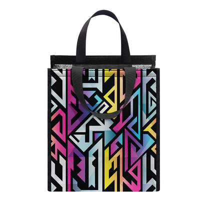 Colorful Geometric Tribal Pattern Print Insulated Lunch Tote